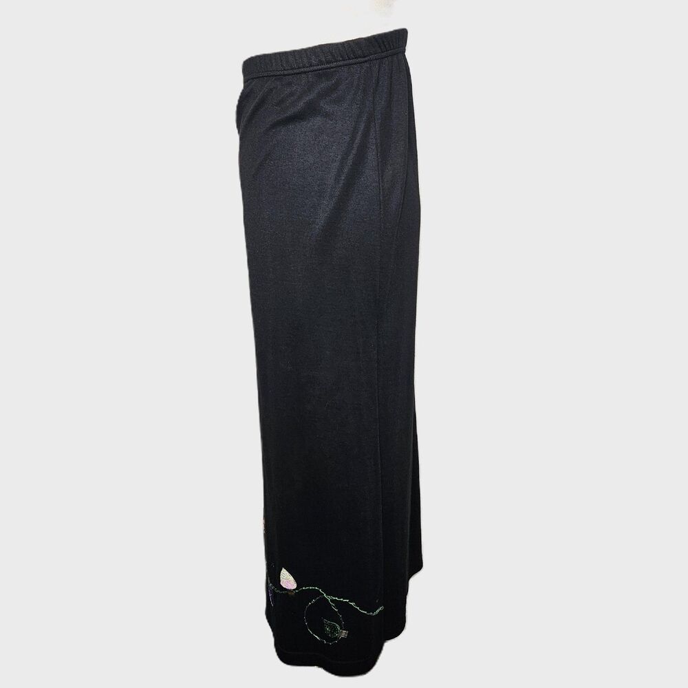 Vintage Quacker Factory Sequin Christmas Lights Maxi Skirt Black Elastic Waist L - Picture 3 of 7